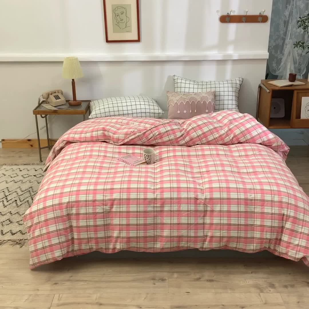 91家纺网 家纺一手货源 找家纺 甜之梦2025新款水洗棉单品被套（任何尺寸都可以定做） 花语粉