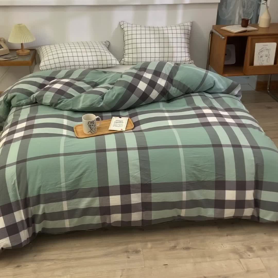 91家纺网 家纺一手货源 找家纺 甜之梦2025新款水洗棉单品被套（任何尺寸都可以定做） 摩卡青绿