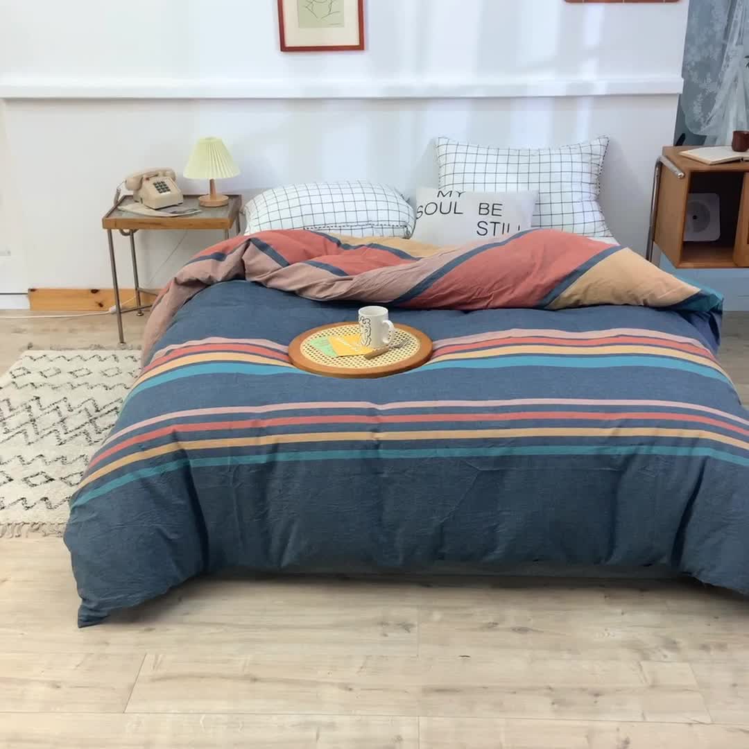 91家纺网 家纺一手货源 找家纺 甜之梦2025新款水洗棉单品被套（任何尺寸都可以定做） 西雅图彩条