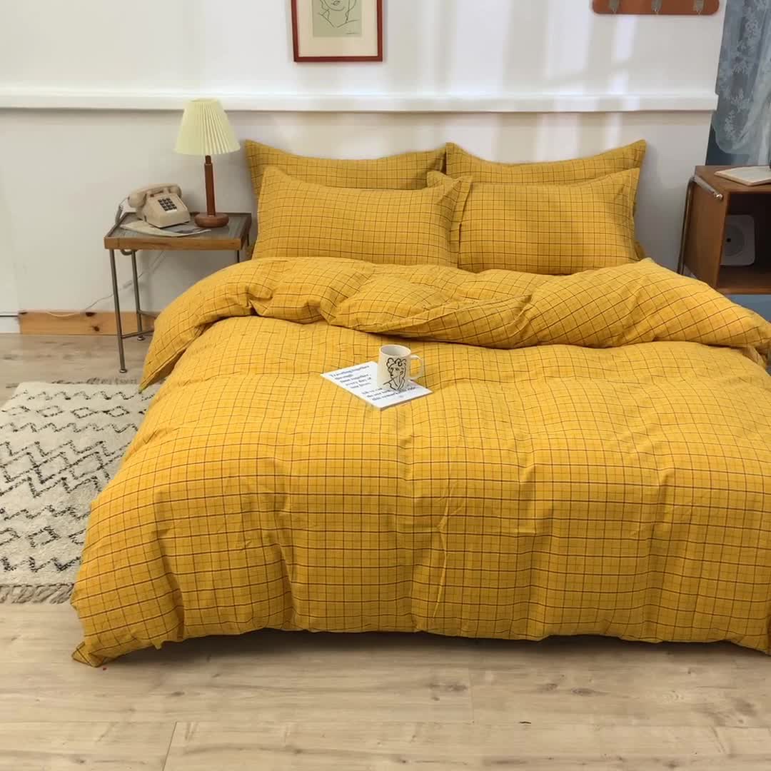 91家纺网 家纺一手货源 找家纺 甜之梦2025新款水洗棉四件套（任何尺寸都可以定做） 朴美黄