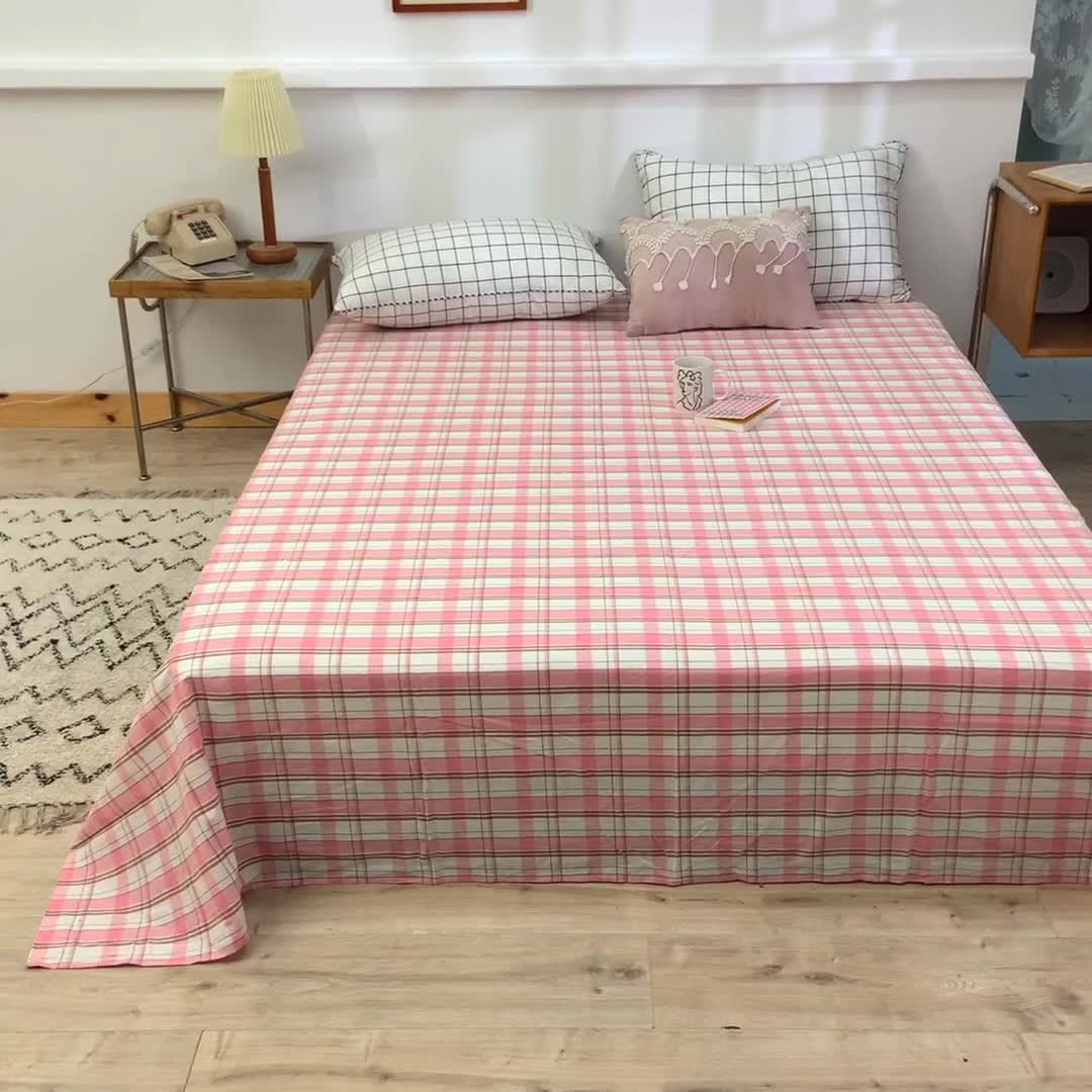 91家纺网 家纺一手货源 找家纺 甜之梦2025新款水洗棉单品床单（任何尺寸都可以定做） 花语粉