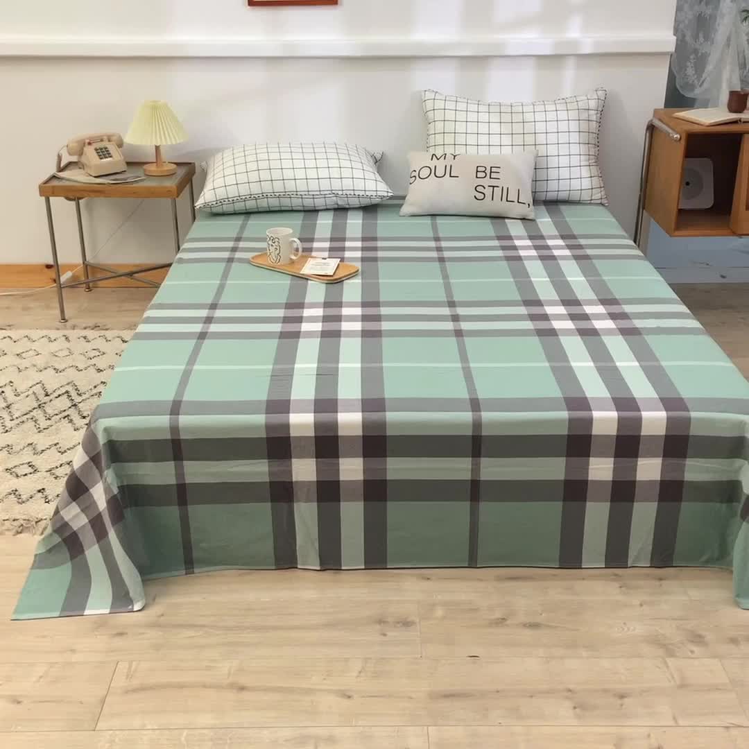 91家纺网 家纺一手货源 找家纺 甜之梦2025新款水洗棉单品床单（任何尺寸都可以定做） 摩卡青绿