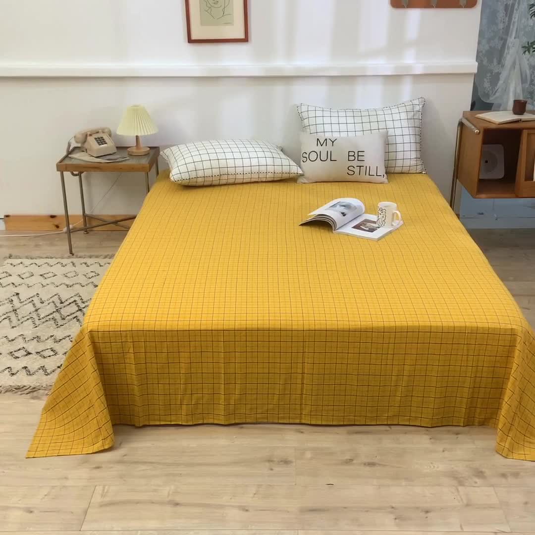 91家纺网 家纺一手货源 找家纺 甜之梦2025新款水洗棉单品床单（任何尺寸都可以定做） 朴美黄