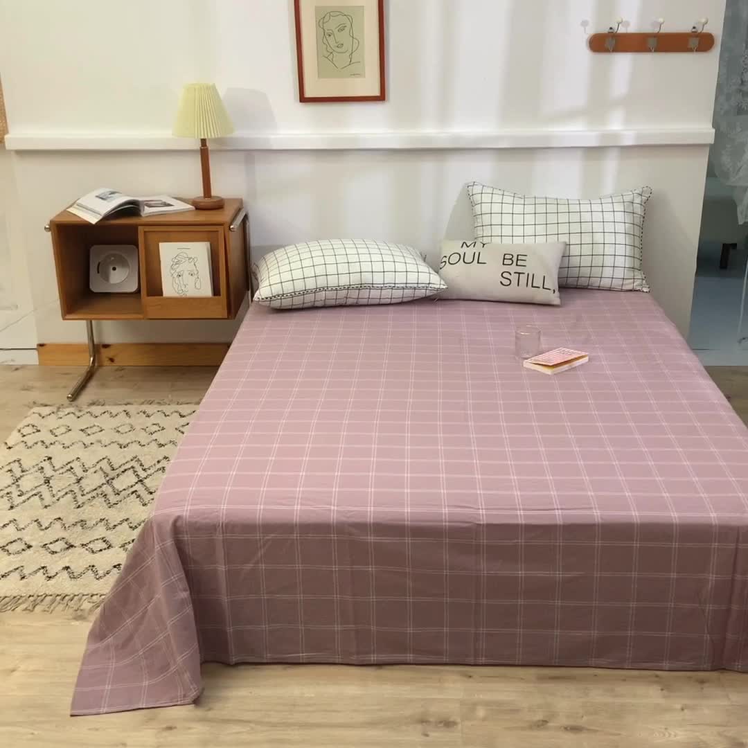 91家纺网 家纺一手货源 找家纺 甜之梦2025新款水洗棉单品床单（任何尺寸都可以定做） 浅紫布丁