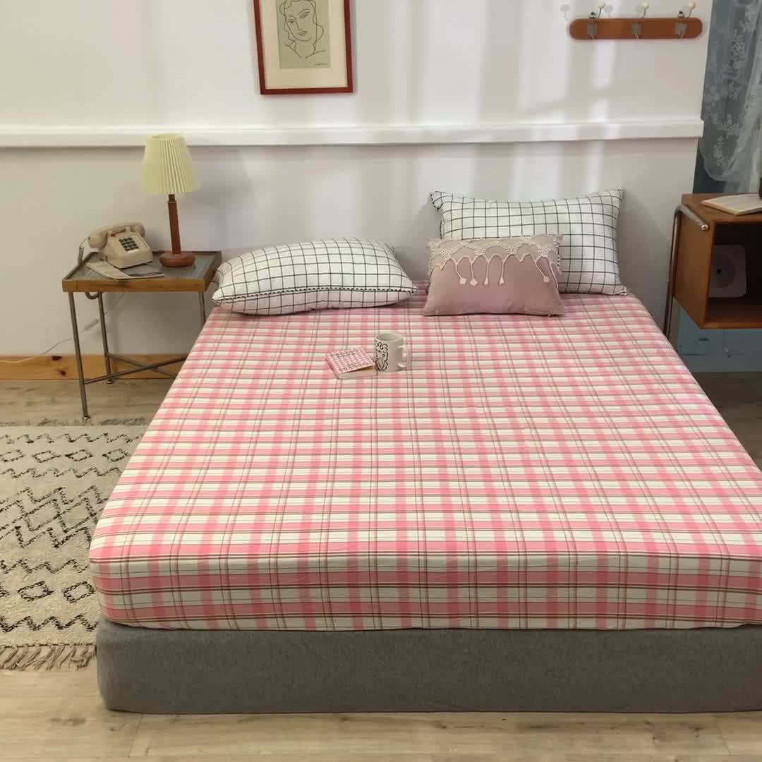 91家纺网 家纺一手货源 找家纺 甜之梦2025水洗棉单品床笠（任何尺寸都可以定做） 花语粉