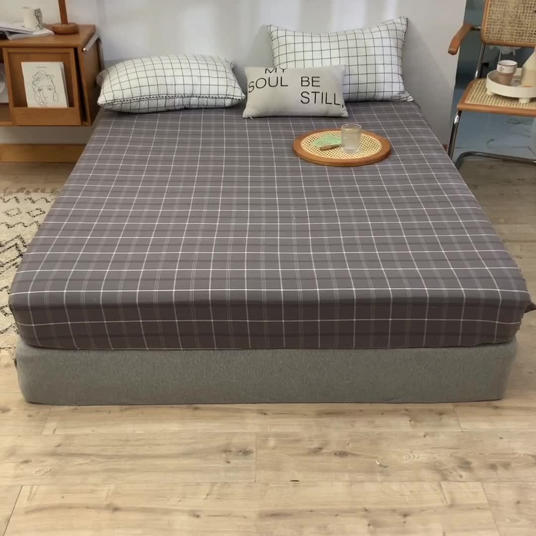 91家纺网 家纺一手货源 找家纺 甜之梦2025水洗棉单品床笠（任何尺寸都可以定做） 千茉灰