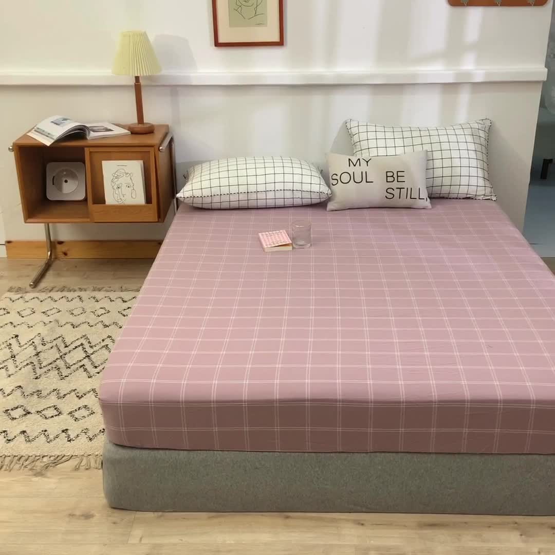 91家纺网 家纺一手货源 找家纺 甜之梦2025水洗棉单品床笠（任何尺寸都可以定做） 浅紫布丁