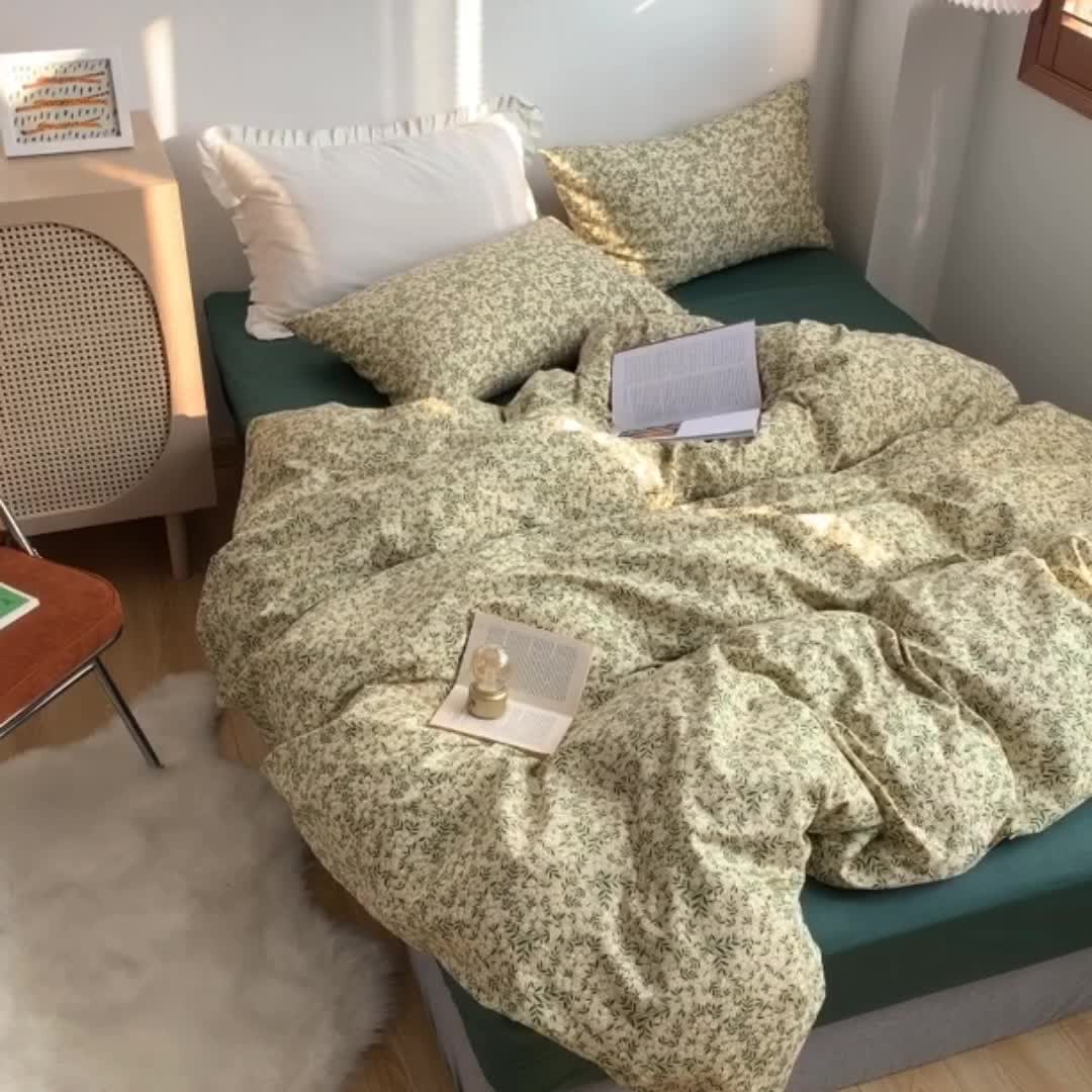 91家纺网 家纺一手货源 找家纺 怡家居 2021新款小碎花全棉田园四件套 情动