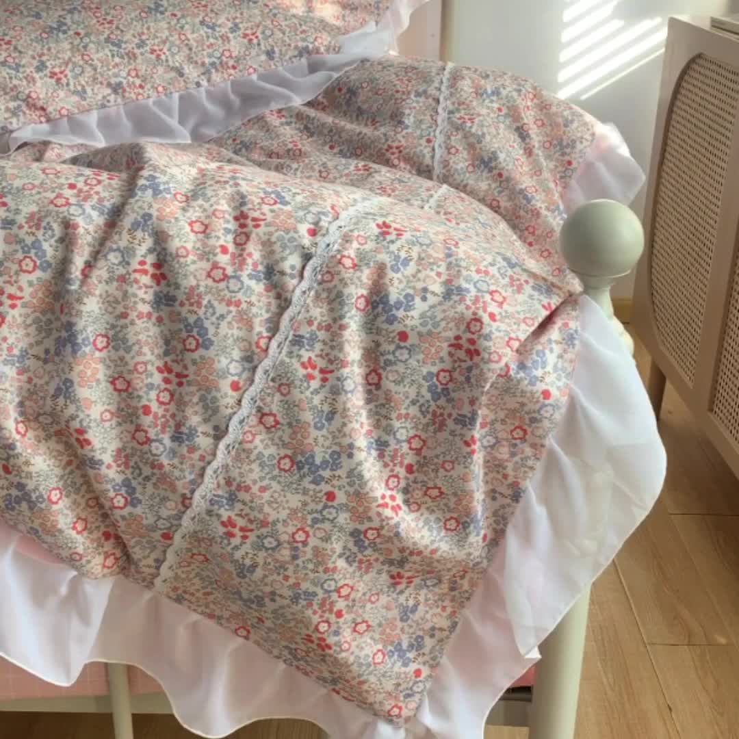 91家纺网 家纺一手货源 找家纺 怡家居 2021新款韩版全棉四件套 粉诺