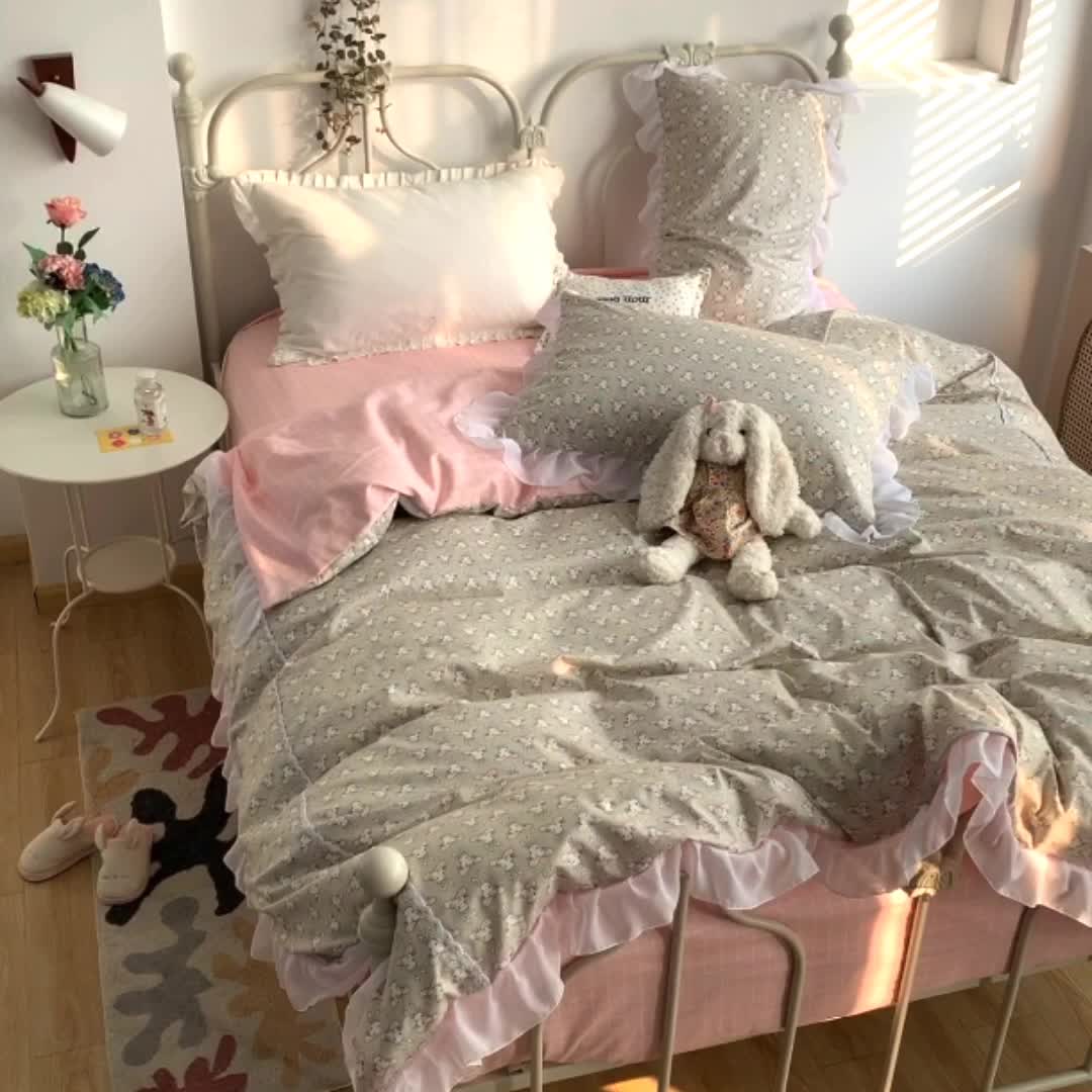 91家纺网 家纺一手货源 找家纺 怡家居 2021新款韩版全棉四件套 领结兔