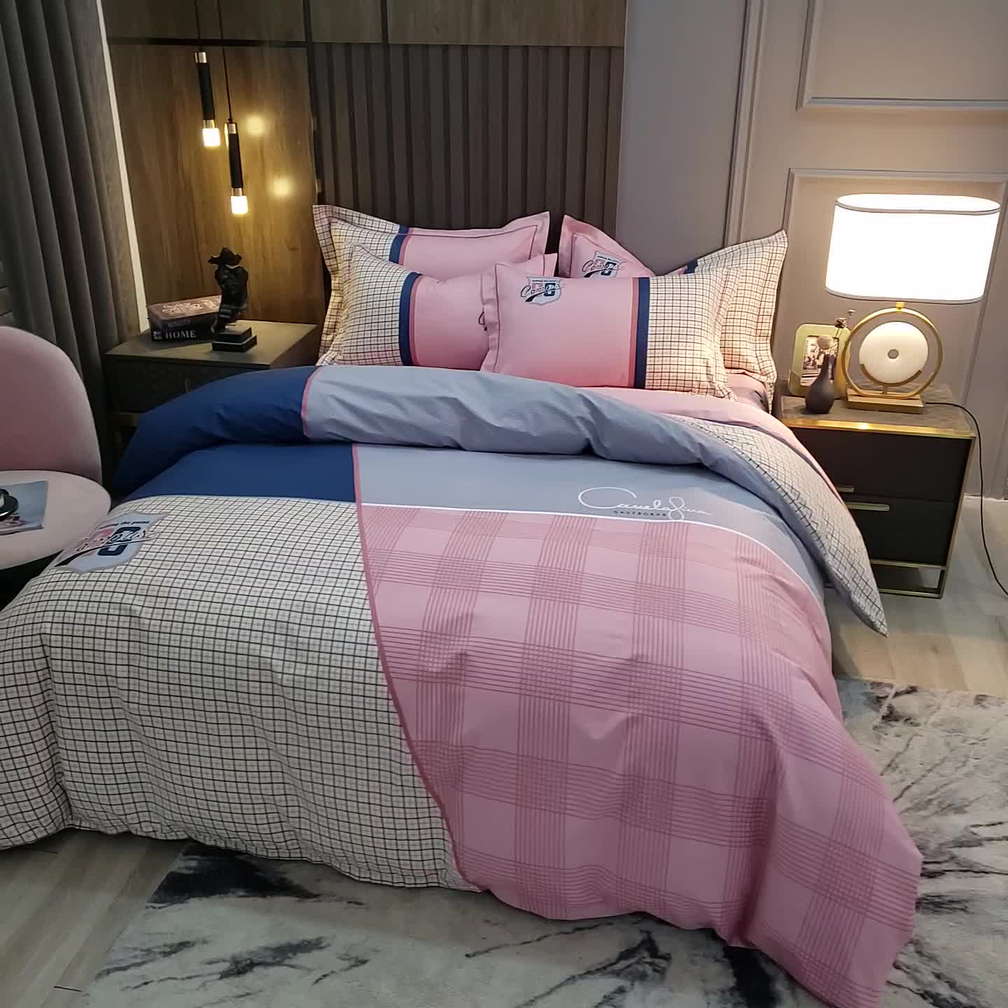 91家纺网 家纺一手货源 找家纺 雲归梦2021全棉大版四件套第二批花卉格调系列 玛格丽粉