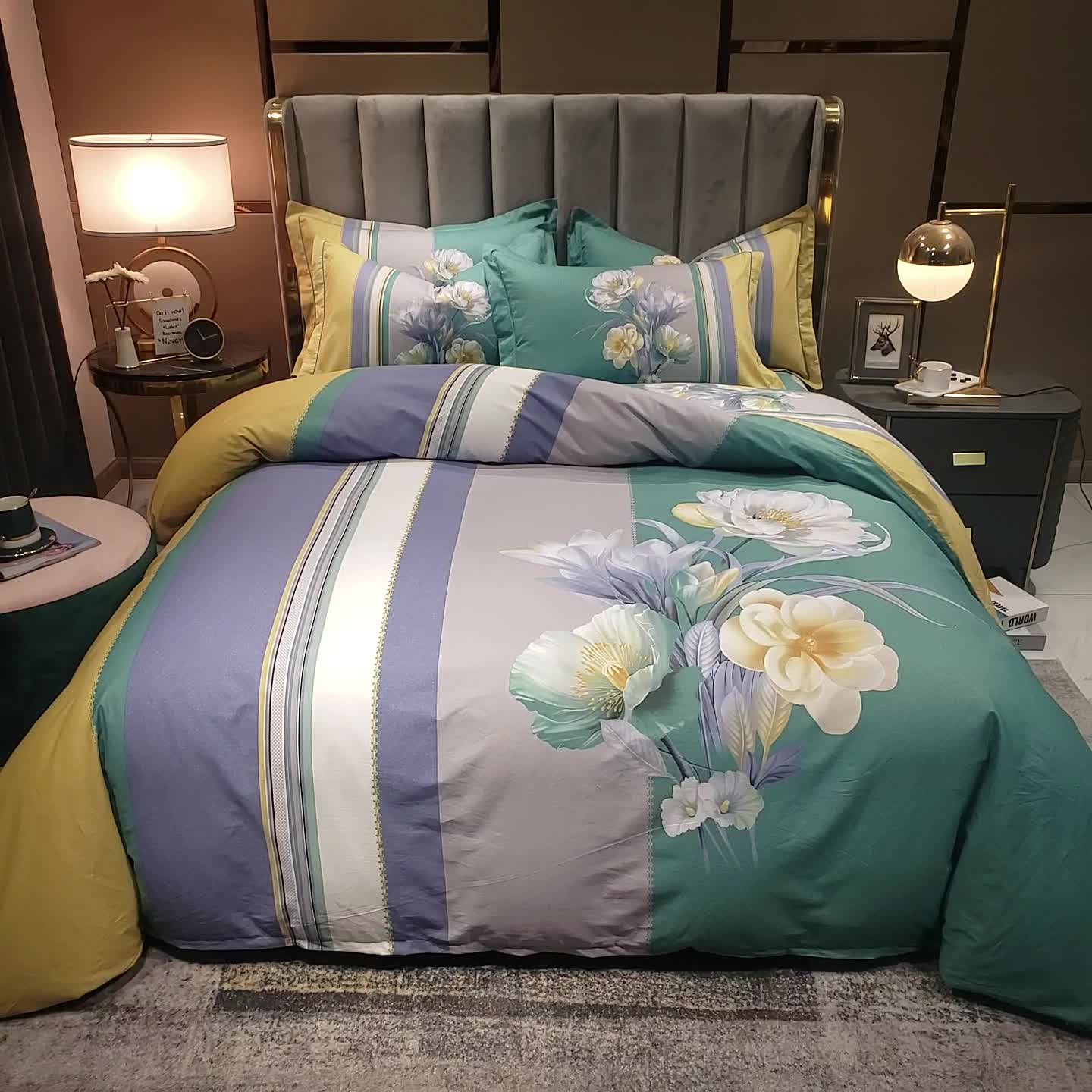 91家纺网 家纺一手货源 找家纺 雲归梦2021全棉大版四件套第二批花卉格调系列 倾城