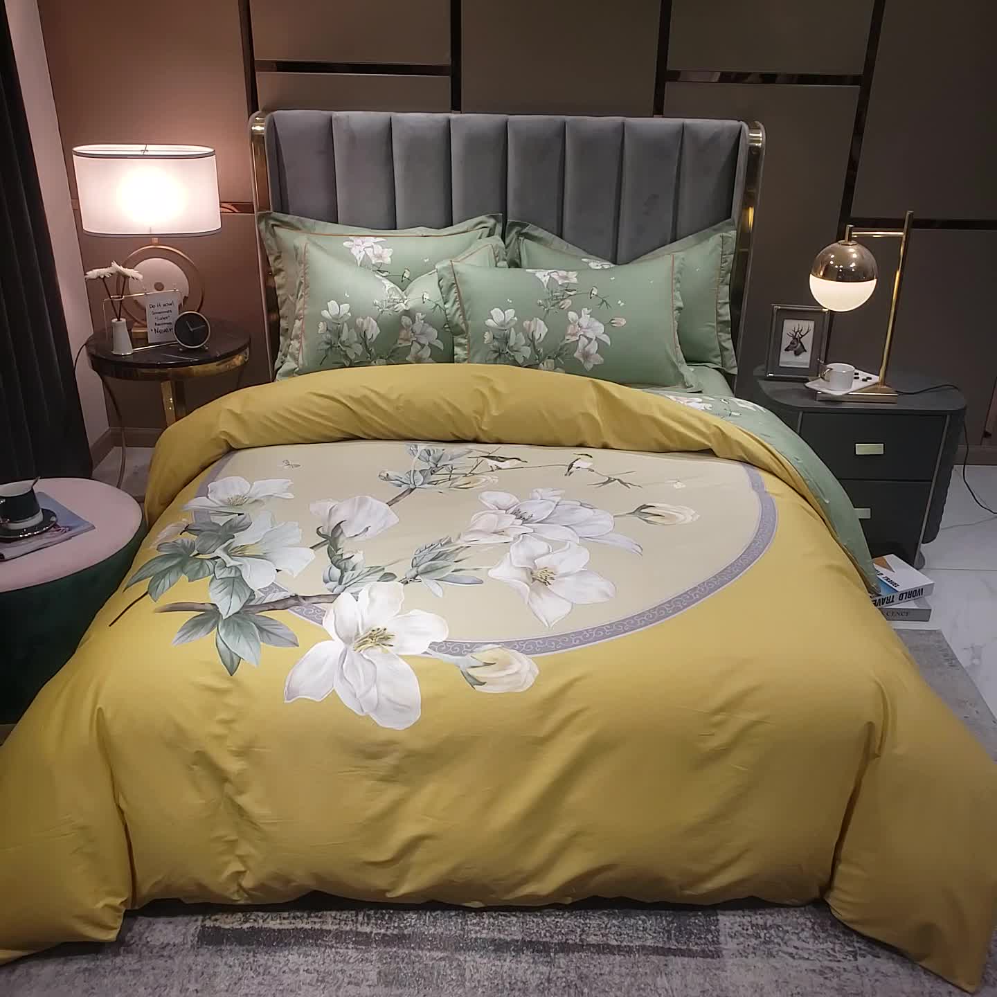 91家纺网 家纺一手货源 找家纺 雲归梦2021全棉大版四件套第二批花卉格调系列 婀娜多姿