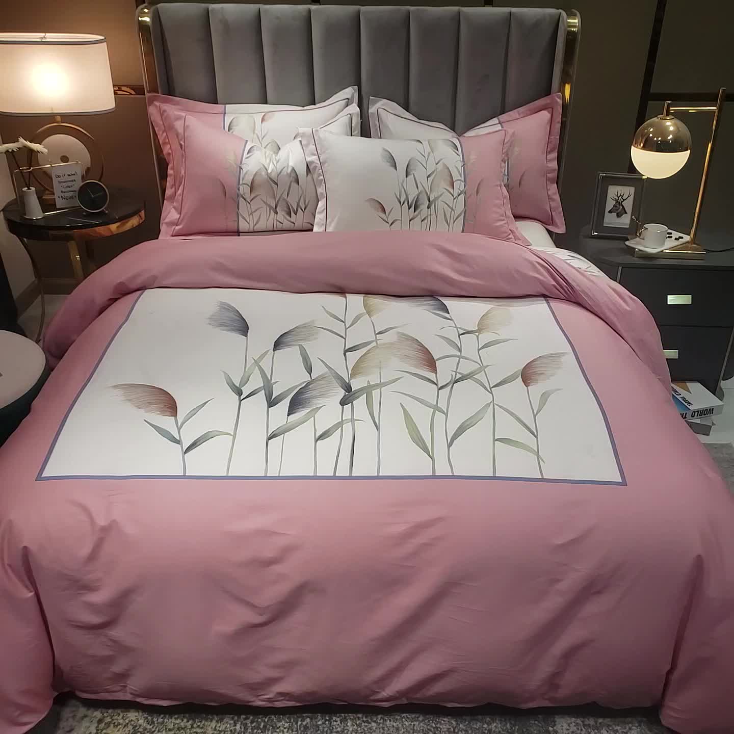 91家纺网 家纺一手货源 找家纺 雲归梦2021全棉大版四件套第二批花卉格调系列 一米阳光粉