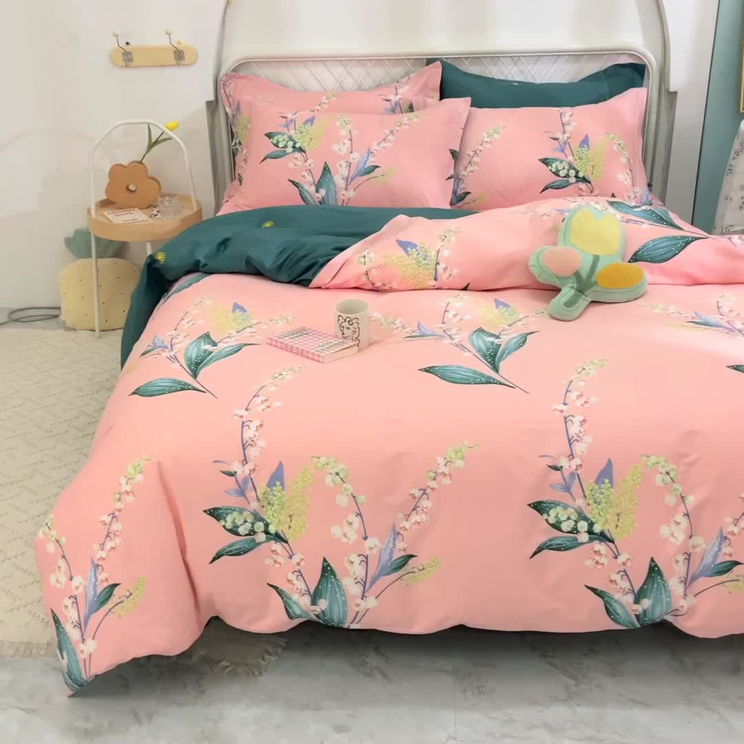 91家纺网 家纺一手货源 找家纺 甜之梦家纺 2025新款13372全棉印花四件套 春庭雪