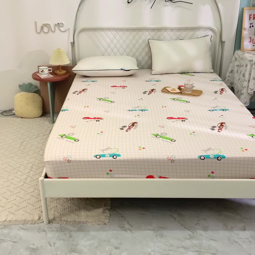 91家纺网 家纺一手货源 找家纺 甜之梦家纺 2025新款13372全棉印花床笠小巴士