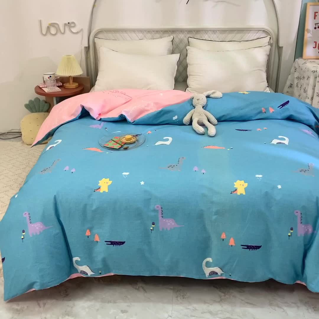 91家纺网 家纺一手货源 找家纺 甜之梦家纺 2025新款13372全棉印花被套恐龙世界