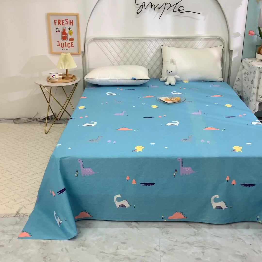 91家纺网 家纺一手货源 找家纺 甜之梦家纺 2025新款13372全棉印花床单恐龙世界