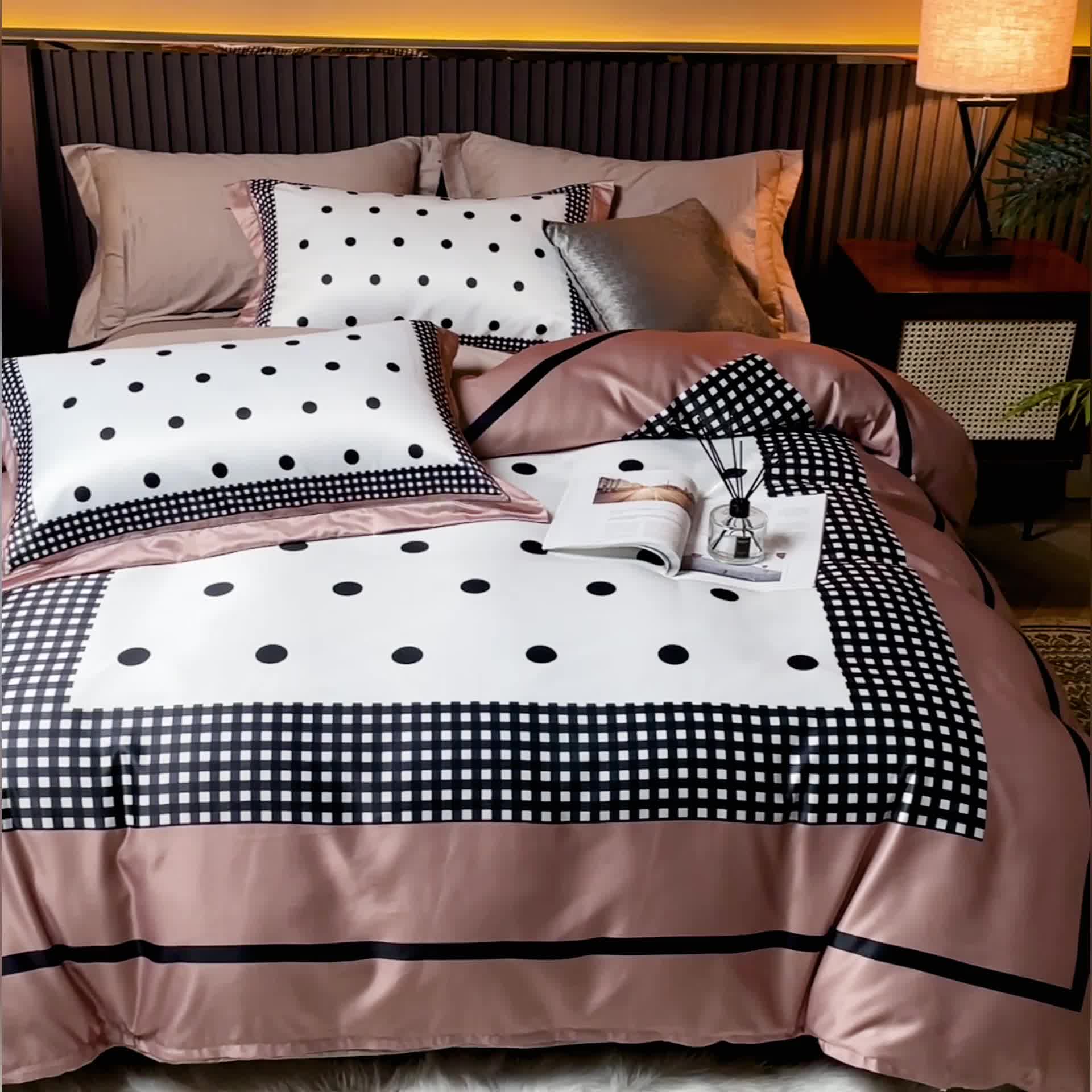 91家纺网 家纺一手货源 找家纺 宅家居2024新款轻奢60支水洗真丝全棉纯棉四件套雅致