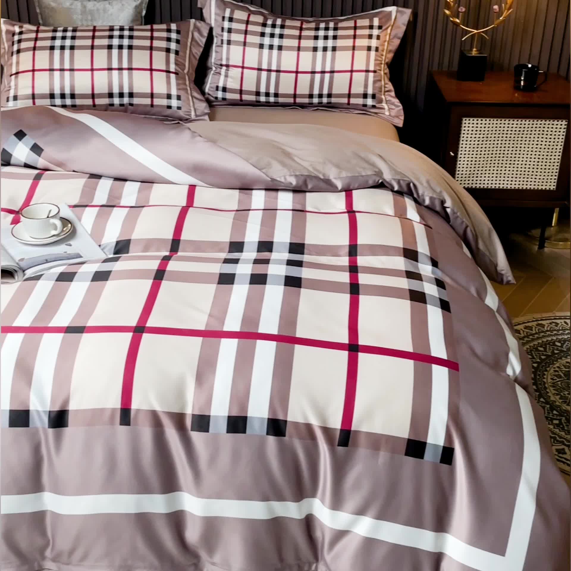 91家纺网 家纺一手货源 找家纺 宅家居2024新款轻奢60支水洗真丝全棉纯棉四件套浅爱