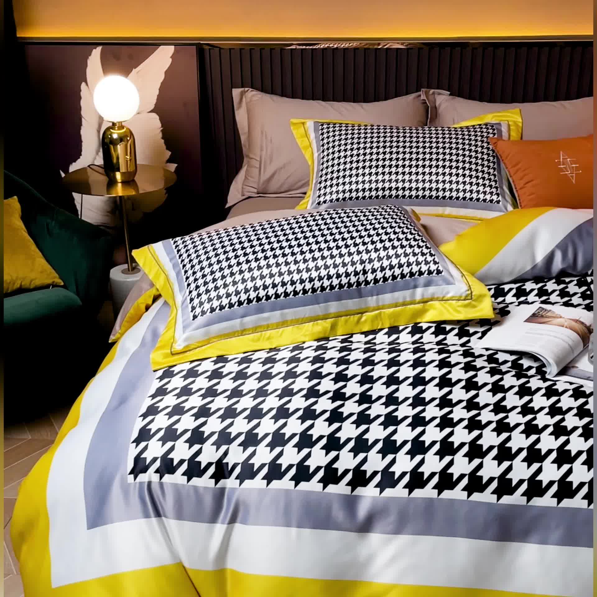 91家纺网 家纺一手货源 找家纺 宅家居2024新款轻奢60支水洗真丝全棉纯棉四件套静曼