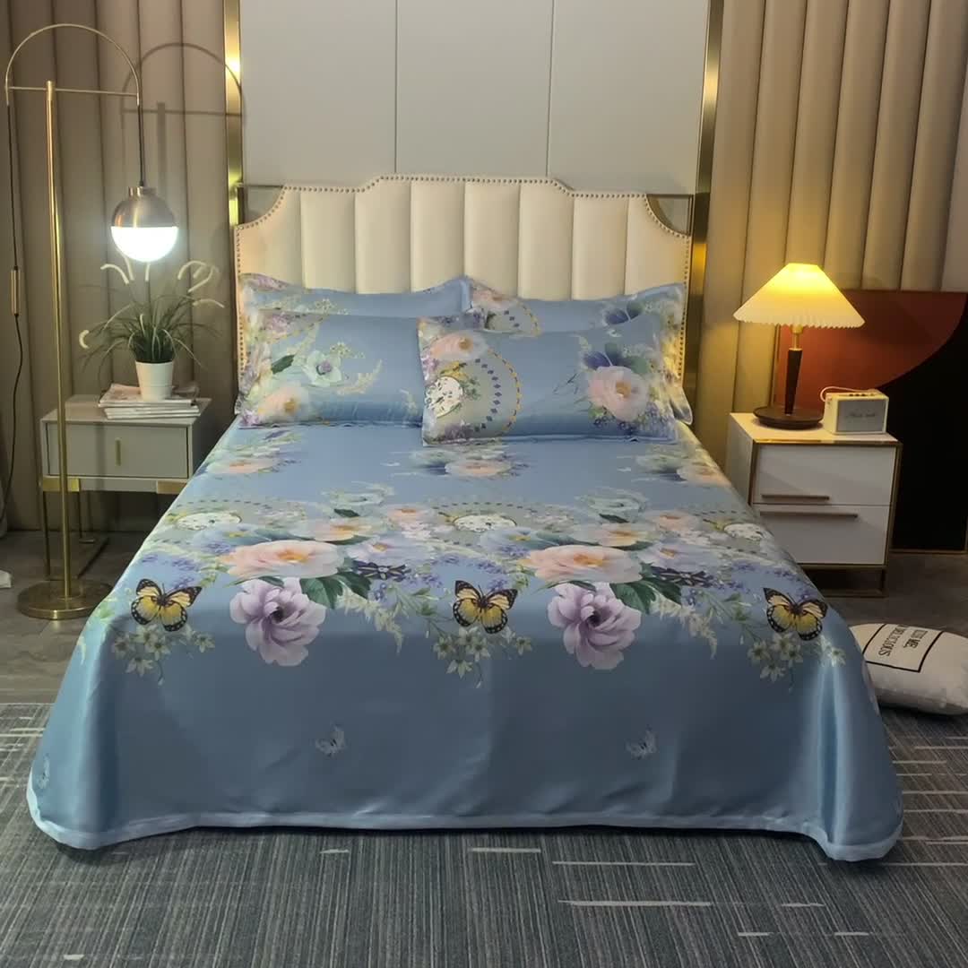 91家纺网 家纺一手货源 找家纺 唐人居 2025款冰丝软席三件套 春香满院-兰