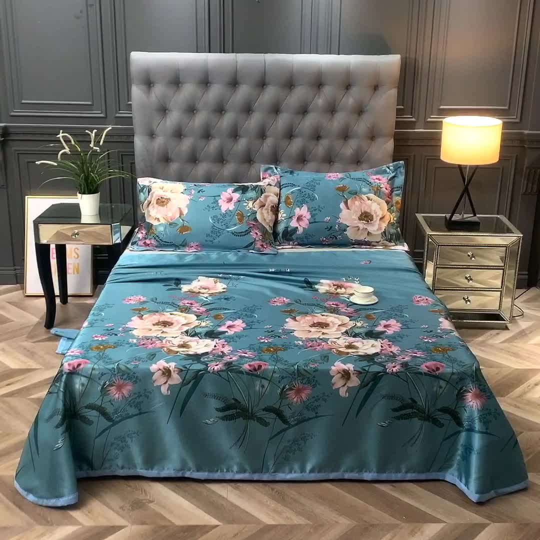 91家纺网 家纺一手货源 找家纺 唐人居 2025款冰丝软席三件套 花语梦乡