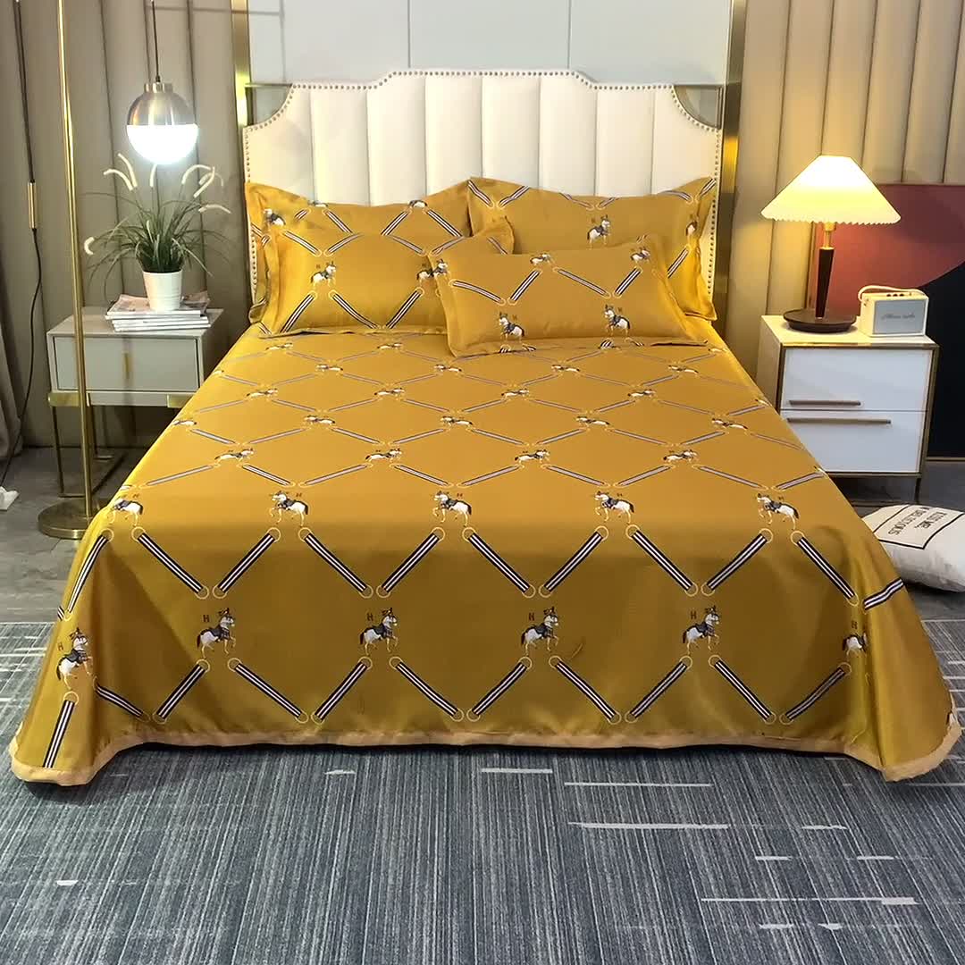 91家纺网 家纺一手货源 找家纺 唐人居 2025款冰丝软席三件套 欧式经典-黄