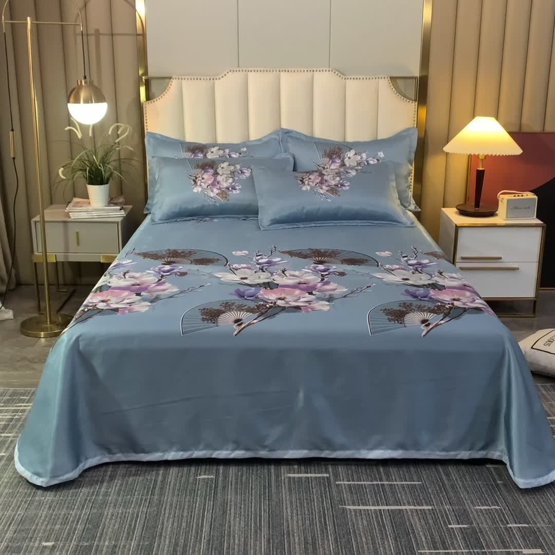 91家纺网 家纺一手货源 找家纺 唐人居 2025款冰丝软席三件套 依恋花语