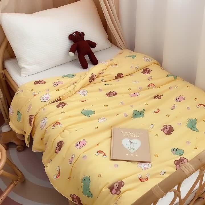 91家纺网 家纺一手货源 找家纺 星期八 2021新款裸睡大豆针织棉儿童夏被 彩虹园