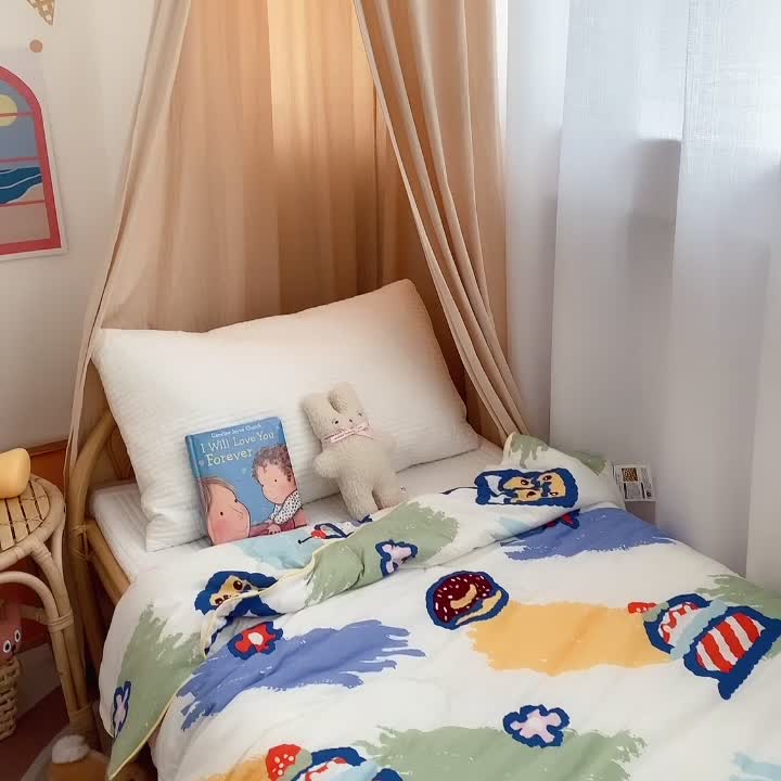 91家纺网 家纺一手货源 找家纺 星期八 2021新款裸睡大豆针织棉儿童夏被 甜甜圈