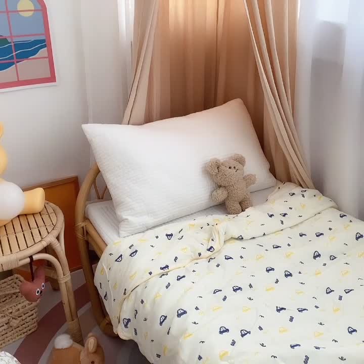 91家纺网 家纺一手货源 找家纺 星期八 2021新款裸睡大豆针织棉儿童夏被 小汽车