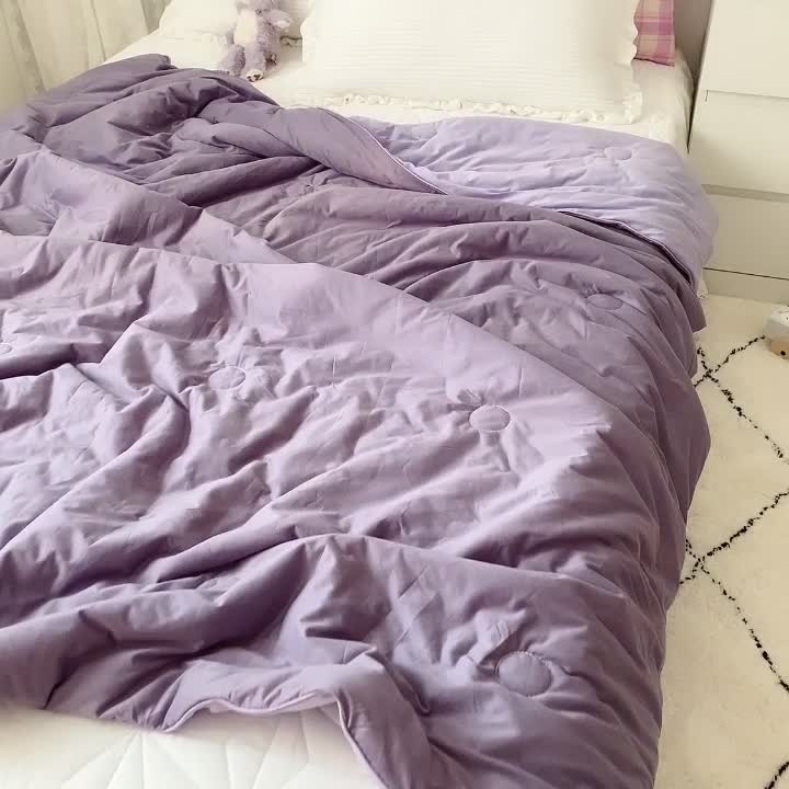 91家纺网 家纺一手货源 找家纺 星期八 2021新款马卡龙大豆针织棉夏被 深紫-浅紫