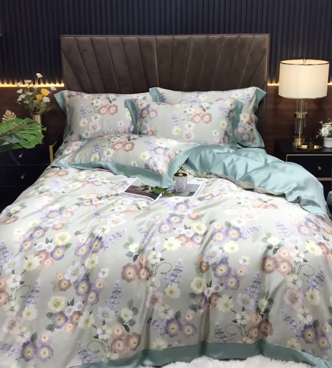 91家纺网 家纺一手货源 找家纺 娇逸 2021新款60天丝数码印花夏被 春色满园