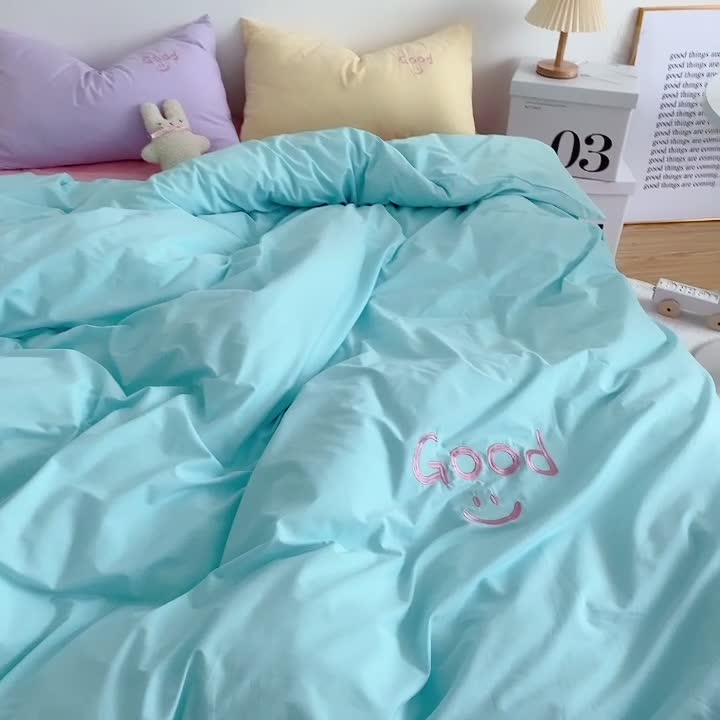 91家纺网 家纺一手货源 找家纺 星期八 2021新款马卡龙趣味水洗棉四件套 Good！