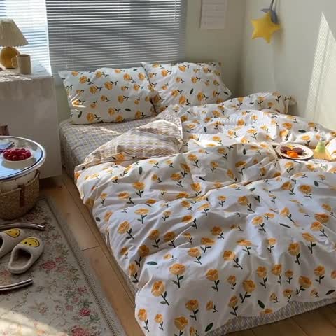 91家纺网 家纺一手货源 找家纺 盛馨2021新款全棉印花13372系列四件套相伴花开