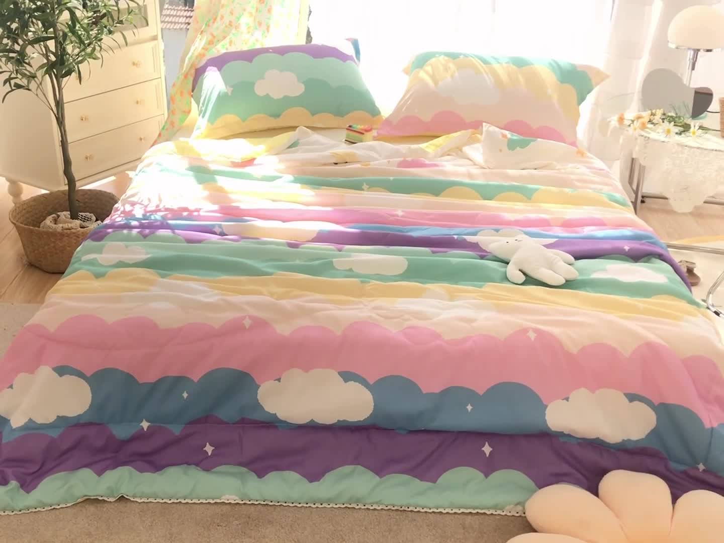 91家纺网 家纺一手货源 找家纺 （总）慕尚 2025新款水洗棉夏被实拍图