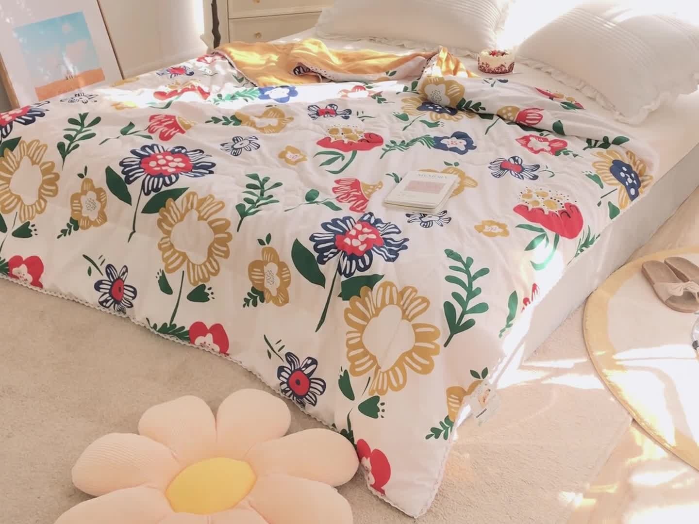 91家纺网 家纺一手货源 找家纺 慕尚 2025新款水洗棉夏被 梵高之花