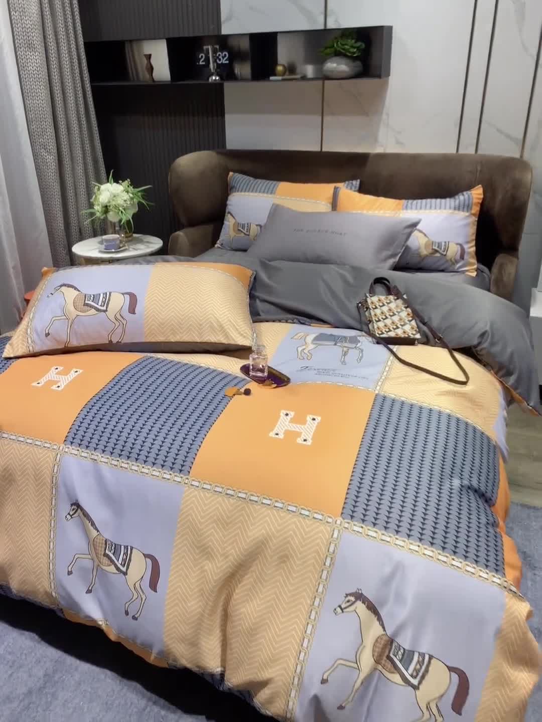 91家纺网 家纺一手货源 找家纺 凡客 2021春夏新款60支水洗真丝数码印花四件套轻奢风系列 奥提伯斯