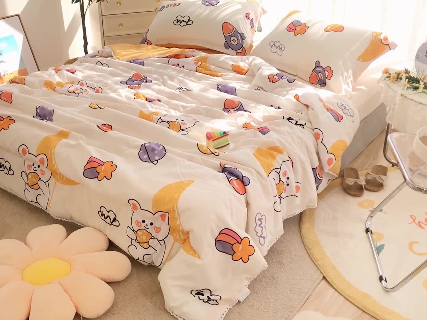 91家纺网 家纺一手货源 找家纺 慕尚 2025新款水洗棉夏被 奇幻星球