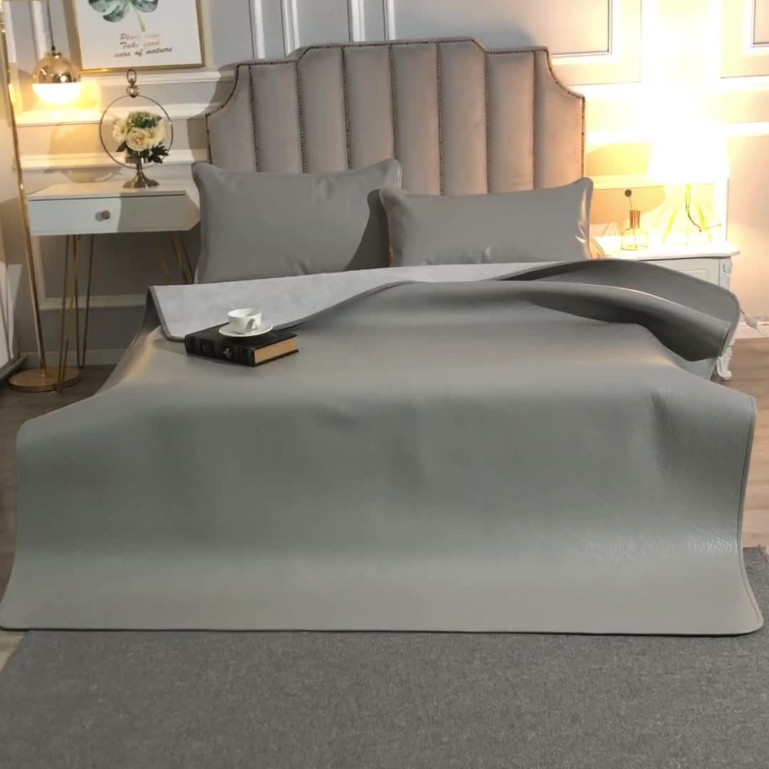 91家纺网 家纺一手货源 找家纺 四川牛皮席牛皮席厂家直供 新款新款纯色彩色牛皮席灰色