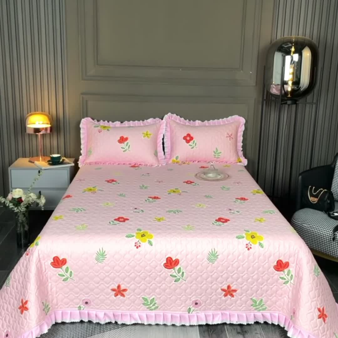 91家纺网 家纺一手货源 找家纺 冬然家纺 2021新款纯棉床盖 春之语