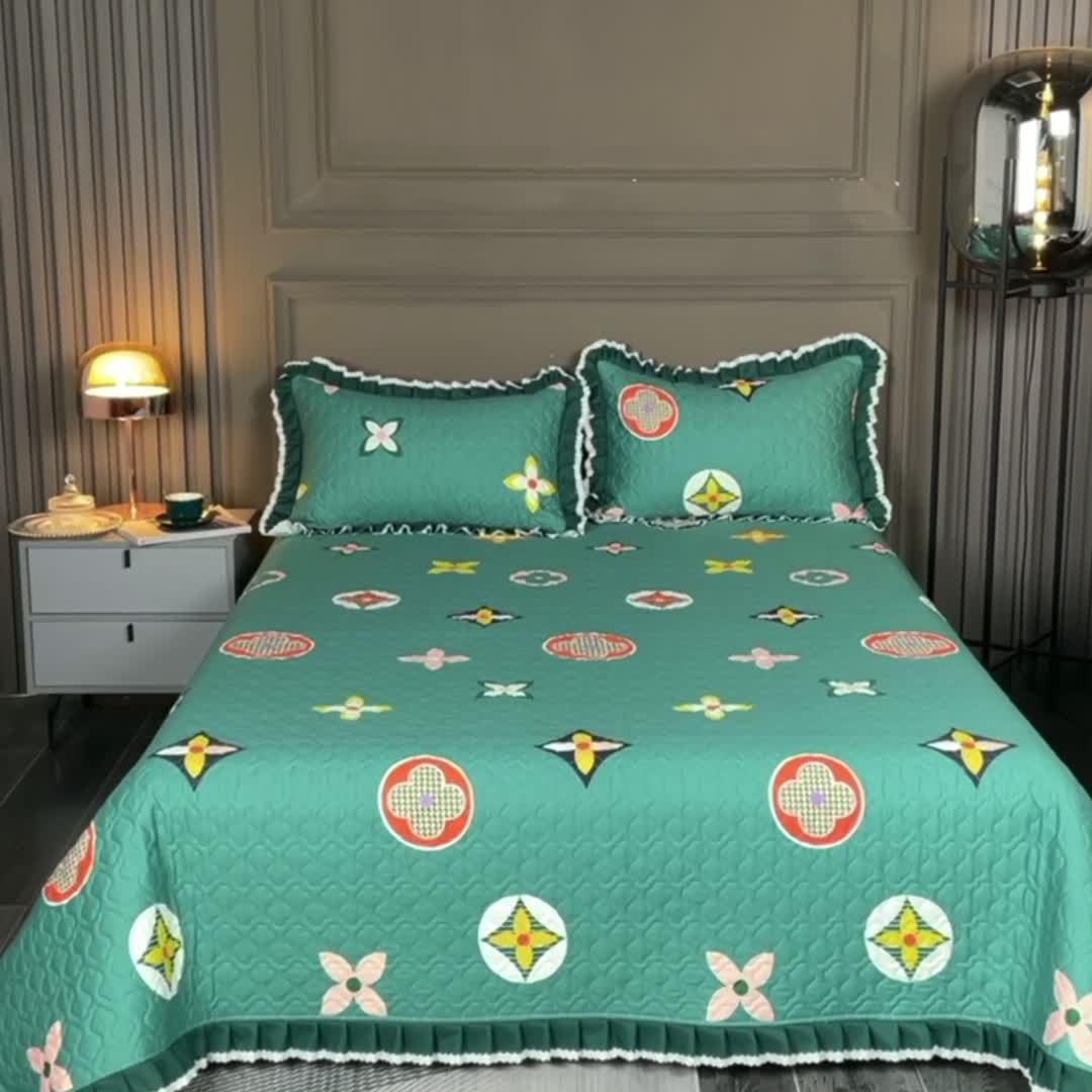 91家纺网 家纺一手货源 找家纺 冬然家纺 2021新款纯棉床盖 伊甸园