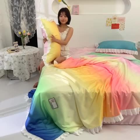 91家纺网 家纺一手货源 找家纺 绒世界 2021新款多彩水洗真丝夏被四件套 Silk2021-02