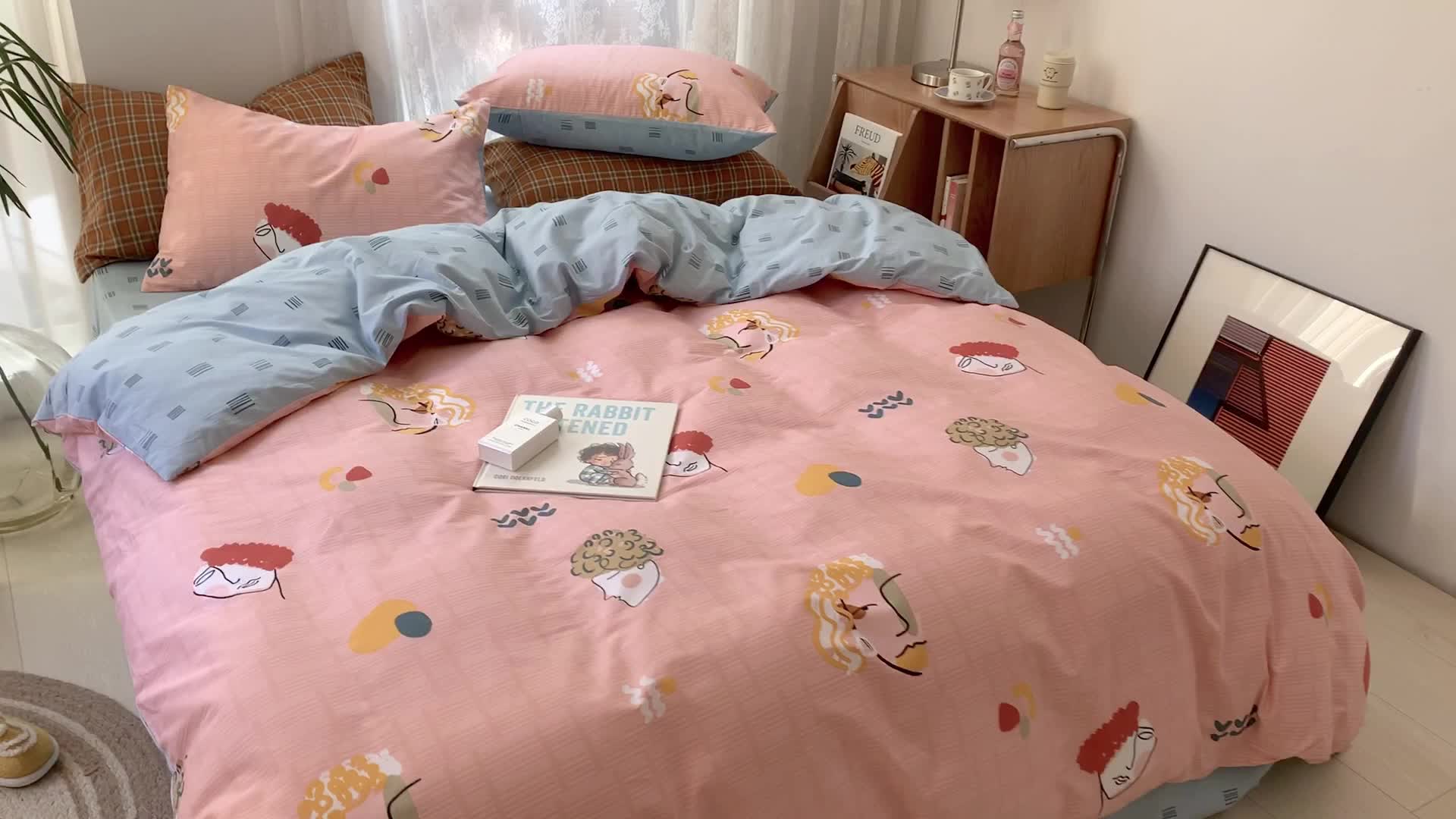 91家纺网 家纺一手货源 找家纺 时年家纺 2021新款13372全棉小可爱四件套 毕加索