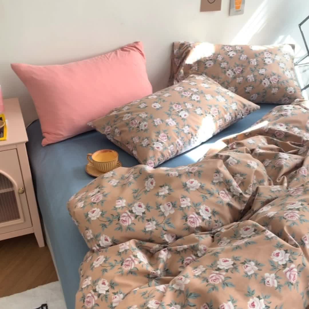 91家纺网 家纺一手货源 找家纺 怡家居 2021新款全棉田园四件套 花眠