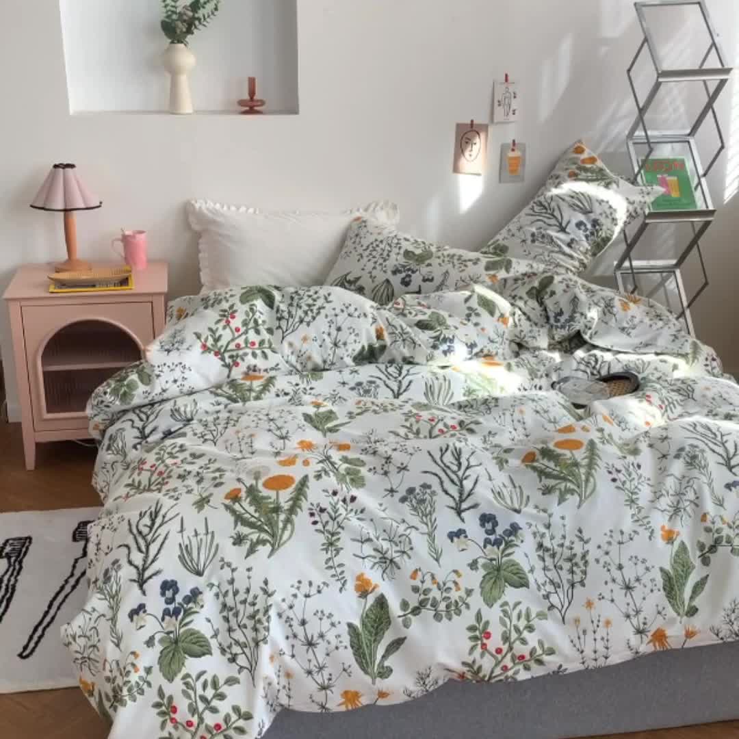 91家纺网 家纺一手货源 找家纺 怡家居 2021新款全棉田园四件套 江离