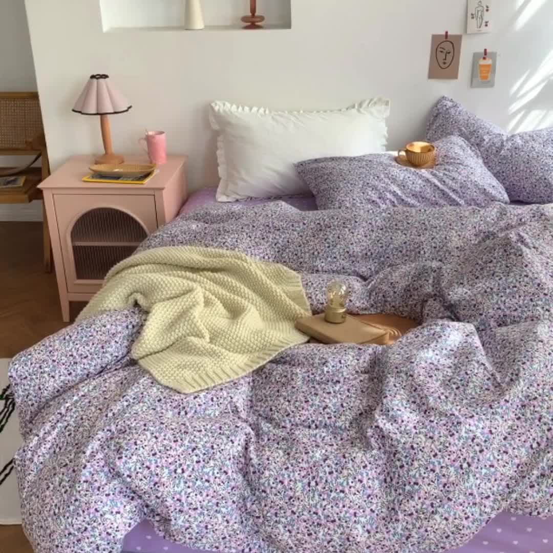 91家纺网 家纺一手货源 找家纺 怡家居 2021新款全棉田园四件套 满天星