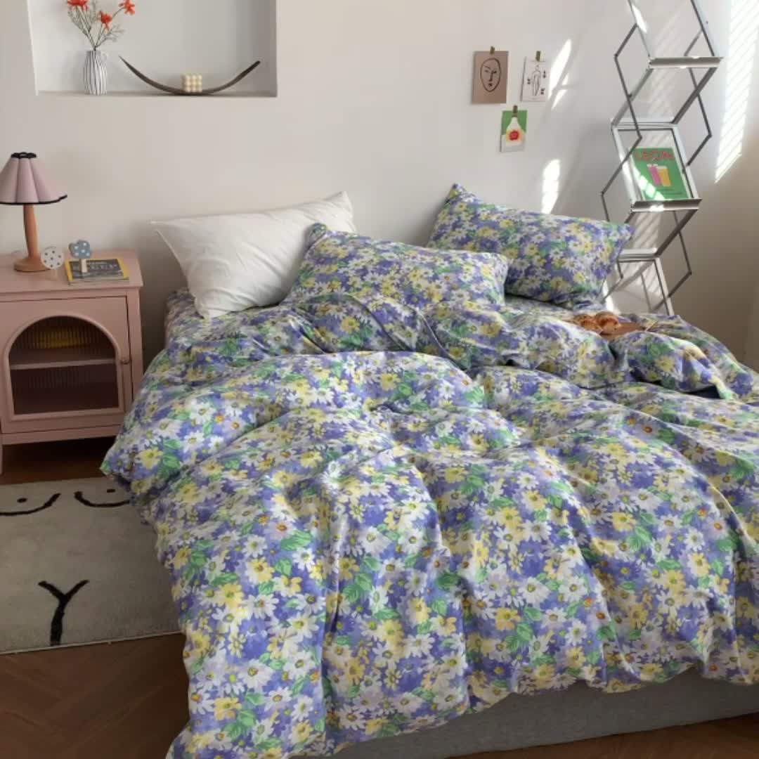 91家纺网 家纺一手货源 找家纺 怡家居 2021新款全棉田园四件套 青原