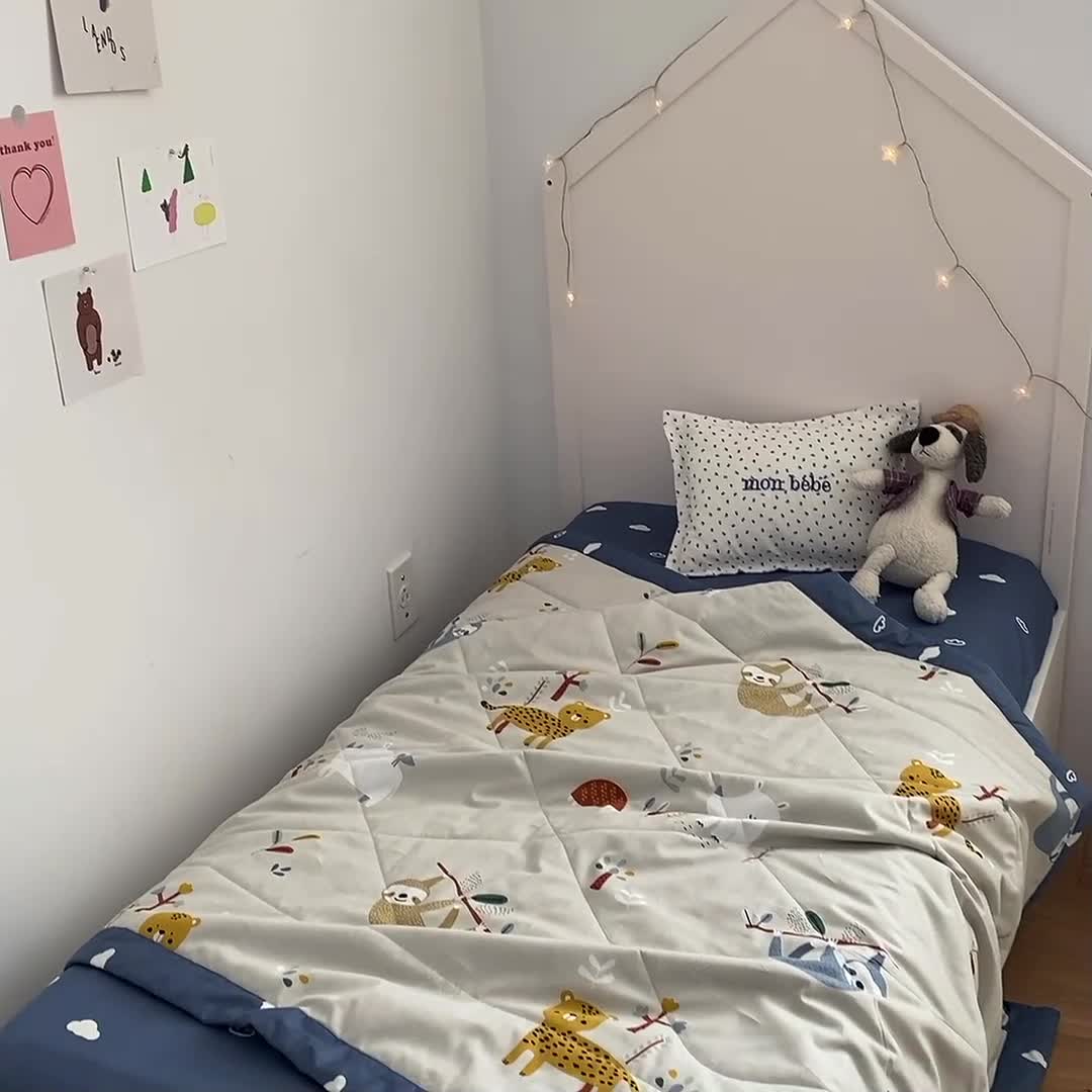 91家纺网 家纺一手货源 找家纺 莱福仕家坊 2021新款纯棉A类卡通夏被-小床 动物世界